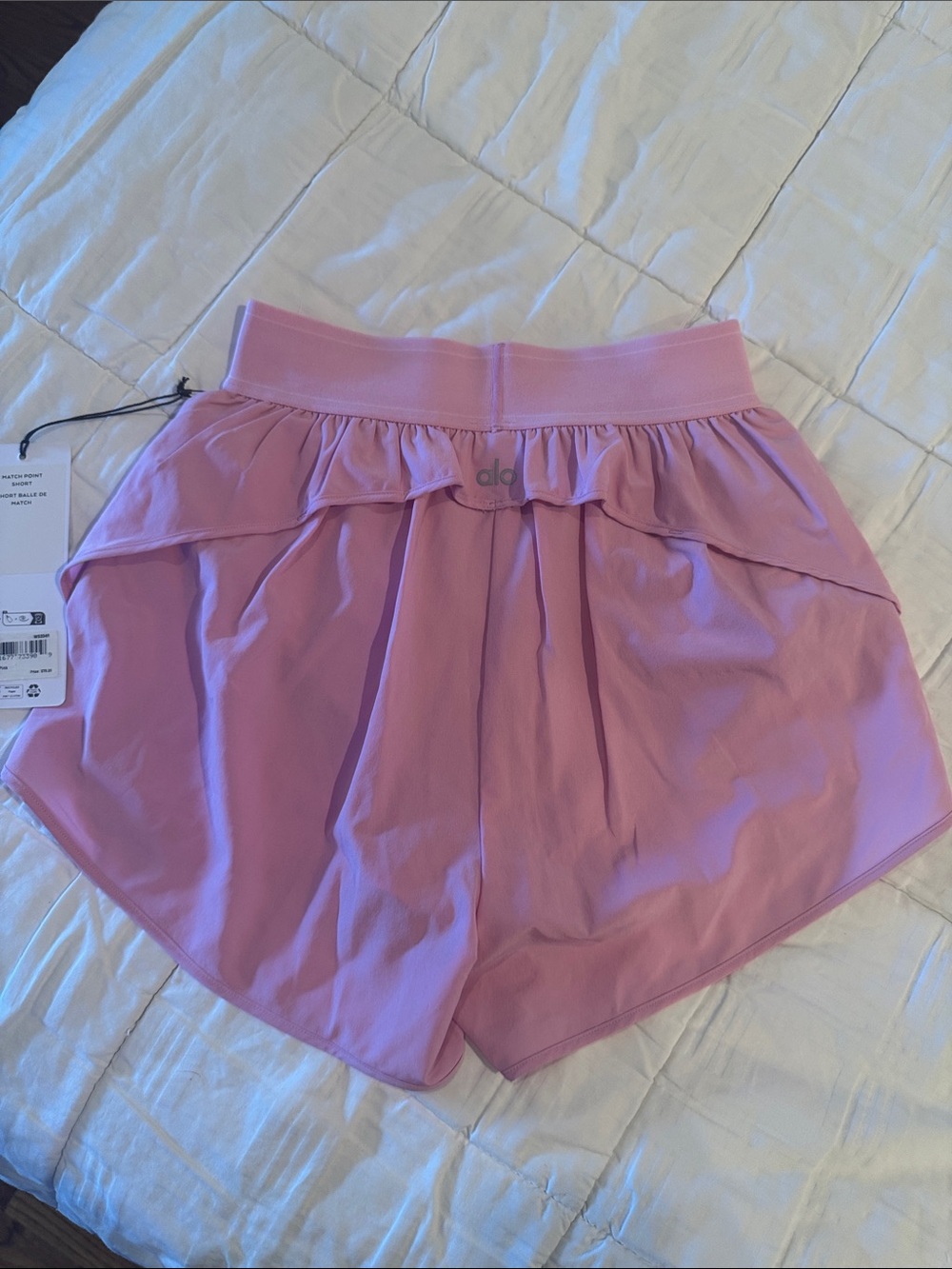 ALO Yoga Candy Heart Pink Athletic Shorts with Built-In Liner - Picture 4 of 6
